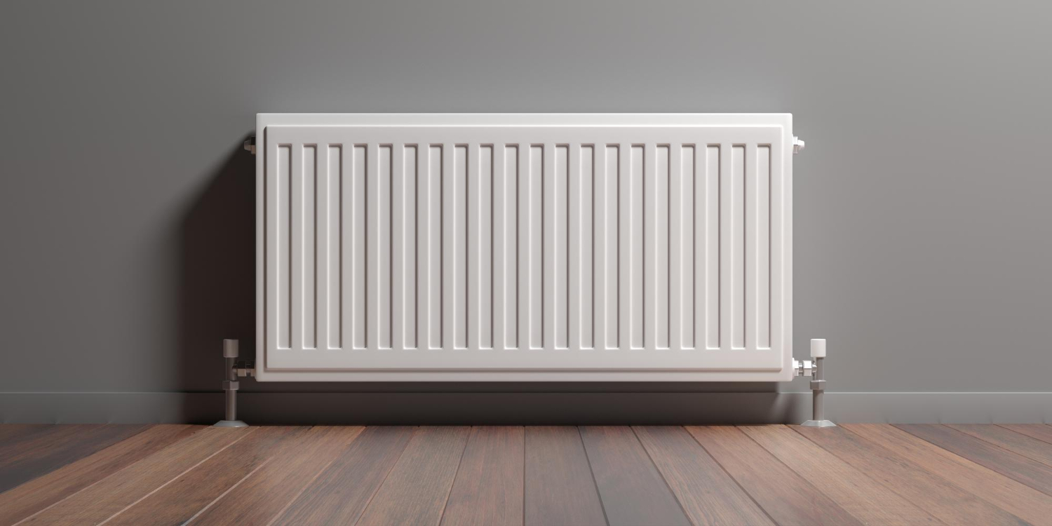 Illustration 3d de fond de mur gris de plancher en bois de radiateur